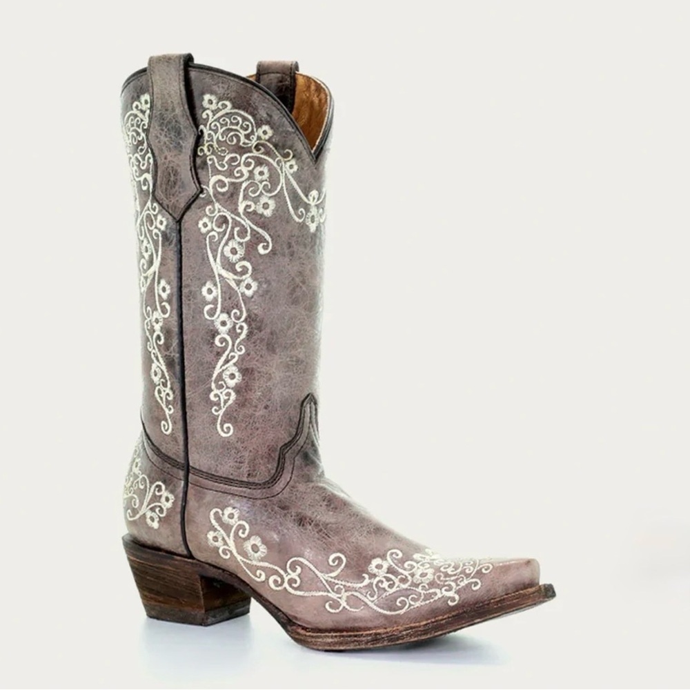 Corral Youth Brown With Bone Embroidery Cowgirl Boots A2773_3